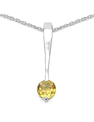 0.50 Carat Genuine Citrine 925 Sterling Silver Pendant