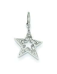 14K White Gold Diamond Star Charm Pendant Jewelry