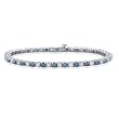 14K White Gold 3 ct. Blue and White Diamond 4 Prong Bracelet