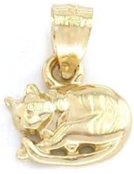 Cat Sleeping Charm 14k Gold 9.5mm