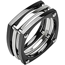 Spikes Titanium Square Root ip Black Bolt Ring