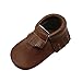 Mejale Baby Soft Soled Leather Moccasin Tassel Slip-on Infant Toddler Shoes Prewalker(6-12 mo/4.9in, Brown)