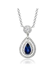 Diamond and Blue Sapphire 18k White Gold Necklace