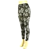 Floral Rose Jean Leggings Stretch Skinny Pants Black Floral Rose Jean Leggings Stretch Skinny Pants Black