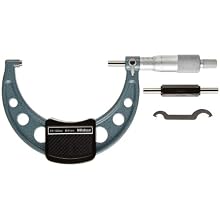 Mitutoyo Outside Micrometer, Baked-enamel Finish, Ratchet Stop, Metric