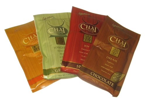 CHAI SERENITY Chai Latte Tea Drink Set: Green Tea, Spiced, Chocolate & Vanilla by Caffe D