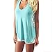 Mosunx Sexy Women Summer Lace Vest T Shirt Tees Casual Blouse Fashion Tank Tops (XXL, Blue)