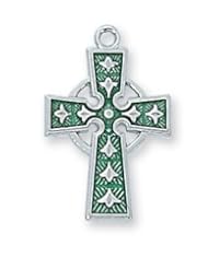5/8" Solid .925 Sterling Silver Celtic Irish Cross Enamel Comes With 18" Chain In Gift Box Patron St. Saint Medal Pendant Necklace Gift New Jewelry Charm Irish Celtic Claddagh Medal Pendant Necklace