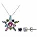Jewelry : Sterling Silver Multi Color Flower and Simulated Amethyst cz Stud Earrings Set