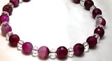 Agate Necklaces 16mm Ntural Bostwana Agate Beads Beaded Necklace 17" Long