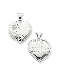 14k Gold White Gold Polished Heart-Shaped Reversible Floral Locket