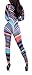 Women's Stylish Afrique Tribal Long Sleeve Bodycon Jumpsuit Romper Catsuit (US M, Multicolor)