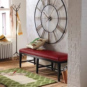Renee Leather Bench - Pine Green - Grandin Road