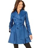 Jessica Simpson Coat, Trenchcoat With Pleated Bottom Cobalt XL