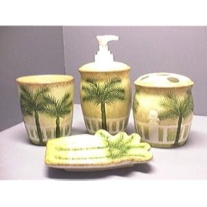 King PALM TREES Bathroom Bath Accessories Set Palms NEW