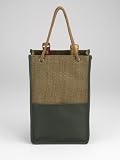 ECO Double Bottle Tote - Natural/forest Green - Picnic At Ascot