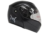Carbon Fiber Flip Up Modular Full Face Motorcycle Helmet Street DOT APPROVED (Medium)