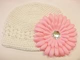 White Adorable Infant Beanie Kufi Hat Fits 0 - 9 Months With a 4