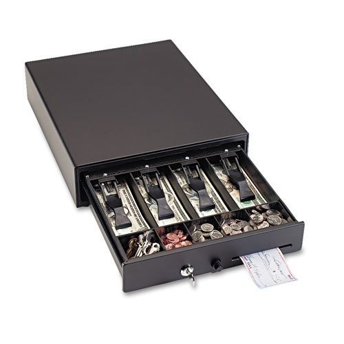 MMF Industries 225104604 Compact Locking Steel Cash Drawer, 11-9/16w x 9-1/4d x 2-3/16h, Black