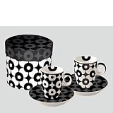 Ppd Espresso Cup Set Flower Dots Black & White