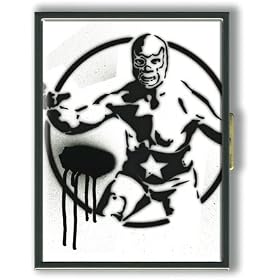 Womens Hand Made Retro BLACK AND WHITE MEXICAN WRESTLER cigarette case
