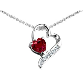 Original Star K(tm) 7mm Heart Shape Created Ruby Heart Pendant in .925... by 