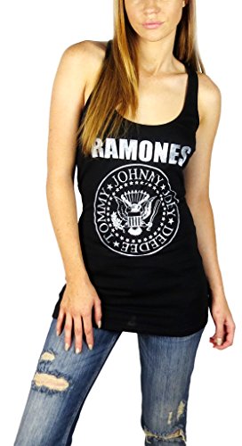 Ramones Womens Long Racerback Tank Top Black