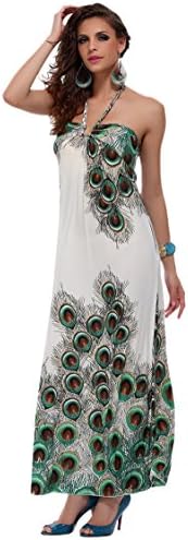 Pink Queen® Womens Halter Off Shoulder Patterned Summer Maxi Beach Dress XXL