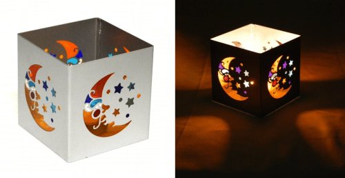 Square Celestial (Moon and 3 (Candleholder)