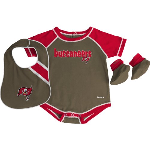 Reebok Tampa Bay Buccaneers Newborn Creeper, Bib and Bootie Set 3-6 Months