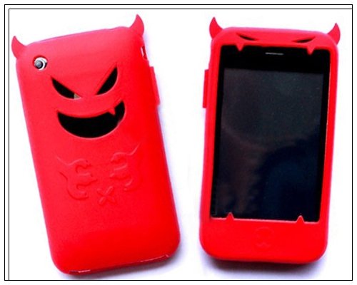 Red Halloween Silicone Soft Devil Case Skin for Apple iPhone 3G, 3GS