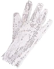 New Costume White Silver Glitter Glove 