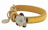 Sunflower Yellow Leather Dog Collar - Large