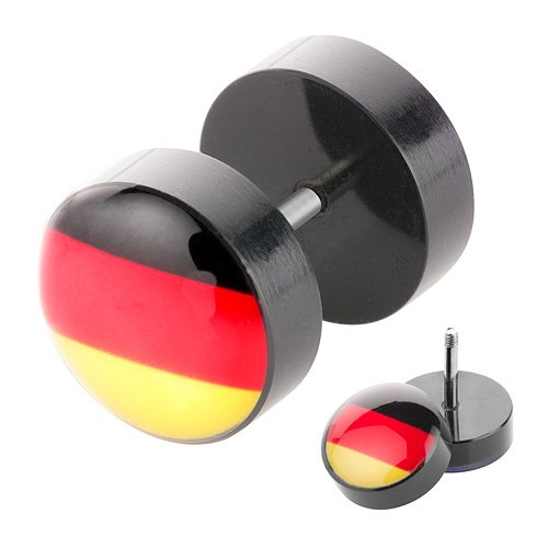 Taffstyle® Fanartikel Fake Plug Ohr Piercing Picture Motiv Fan Fussball Weltmeisterschaft 2014 WM & EM Länder Style – Deutschland / 10mm