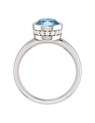 Platinum 10.00x8.00mm Oval Cut Sky Blue Topaz and Diamond Ring -- LIFETIME WARRANTY