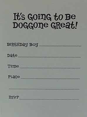 (8) Birthday Boy Puppy Dog Bone Balloon Party Fill-In Invitations Cards
