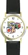 ABC Blocks by Artist: Sylvia Long - WATCHBUDDY&reg; DELUXE TWO-TONE THEME WATCH - Arabic Numbers - Black Leather Strap-Size-Large ( Men's Size or Jumbo Women's Size )