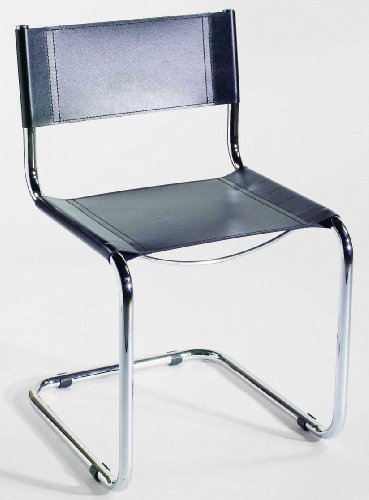Childrens Toyshop  Kitchen & Housewares : 2 Black/Chrome Finish Sabrina Leather Dining Chairs By Euro Style Furniture