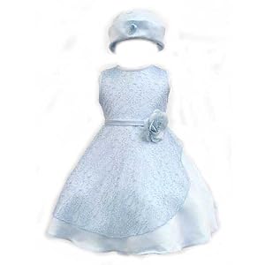 Elegant Baby Girl Blue Dress & Hat. Available in 12,18,24,36 Months