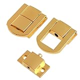 5個入り 木箱アクセサリー バックルスナップ シャックル ボックスロック 金属バックル ネジ付き 木箱装飾 31*24mm ゴールデン