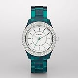 Fossil Quartz, White Dial with Teal Glitz Resin Bracelet - Women's Watch ES2452
