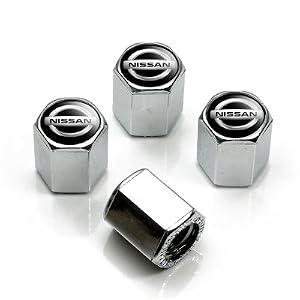 41FxxvRdYNL. SL500 AA300  Nissan Silver Logo Chrome Tire Stem Valve Caps