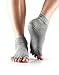 ToeSox Women's Grip Half Toe Ankle Socks, Medium, Heather Grey