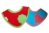 2er Set Mädchen/ Baby Halstuch, Sabberlatz, Dreieckstuch aus Frottee mit hübschen Applikationen und Druckknopfverschluss