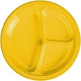 Sunflower Yellow Divided Plastic Dinner Plate 10 20 Pack