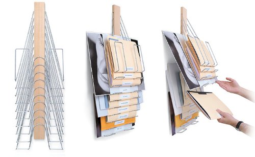 See Universal Vertical Filing Rack in Hardwood and Steel