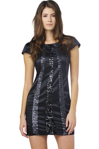 AXParis Sequin Detail Shift Black Dress