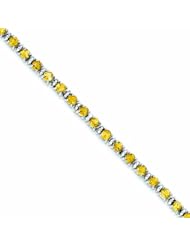 Genuine .925 Sterling Silver Citrine And Diamond Bracelet 7 Grams . 100% Satisfaction Guaranteed.