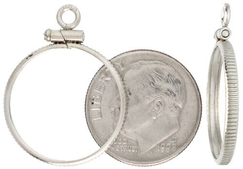 Sterling Silver Screw Top Coin Bezel, for the Dime (10 Cent Coin) 18.0 mm Coin