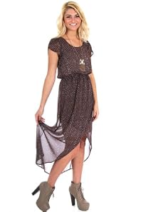 Peaches N Cream Lined Long Dotted Dress in Dark Purple